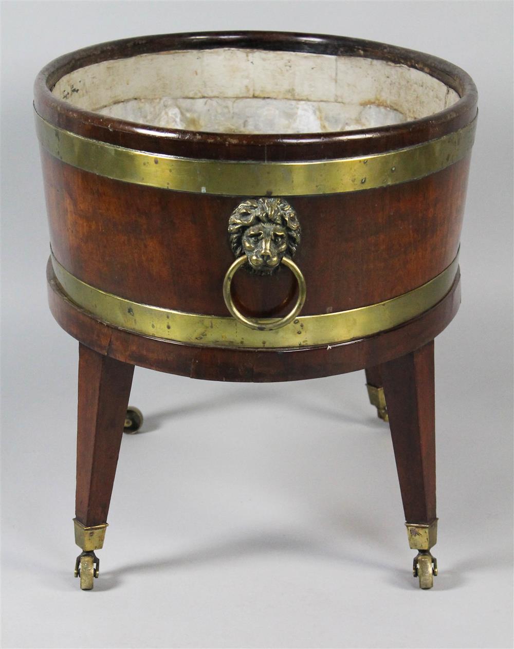 Appraisal: GEORGE III BRASS BOUND MAHOGANY WINE COOLER last quarter th