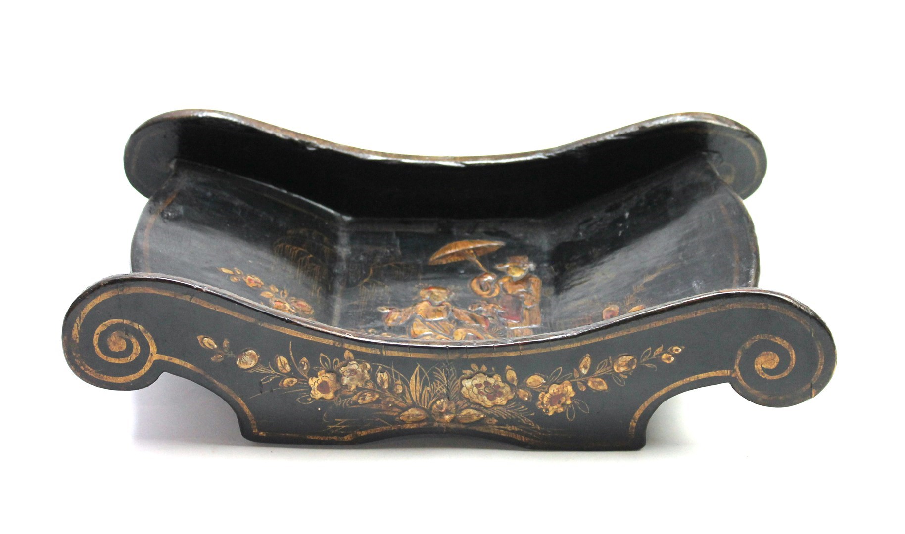 Appraisal: An th century black lacquer chinoiserie decorated cheese coaster cm