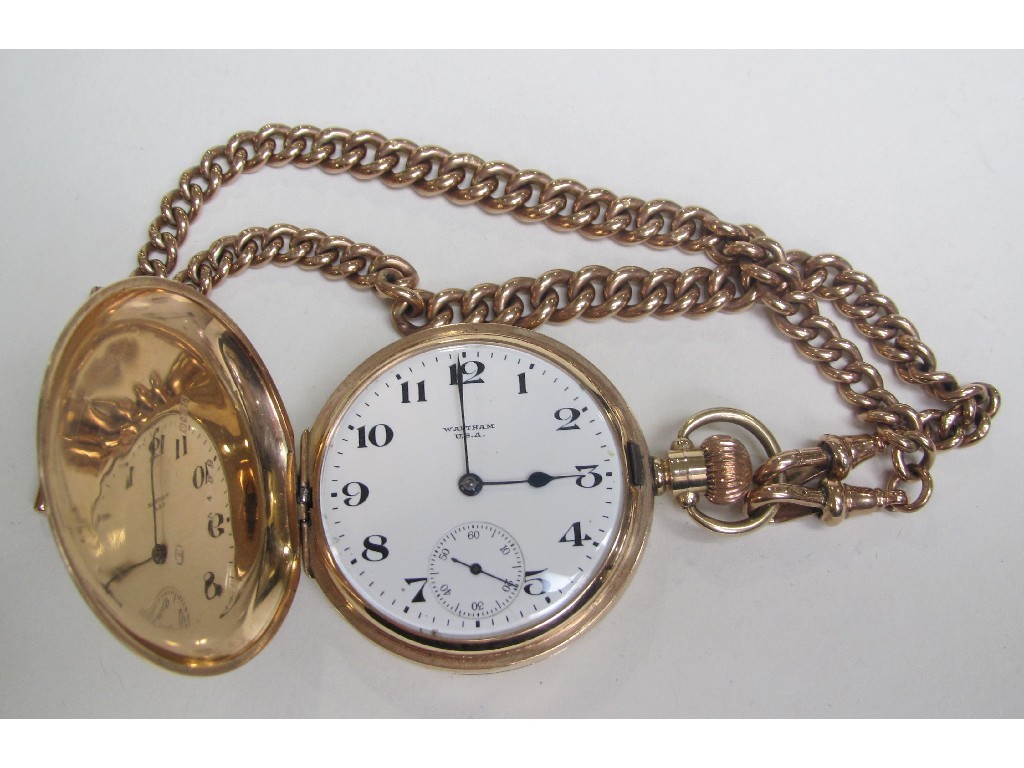 Appraisal: Nine carat gold cased Waltham pocket watch hallmarked Chester with