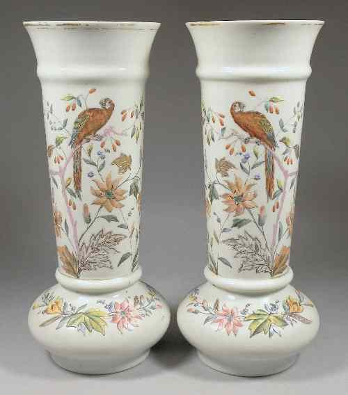 Appraisal: A pair of late th Century Continental opaque glass vases