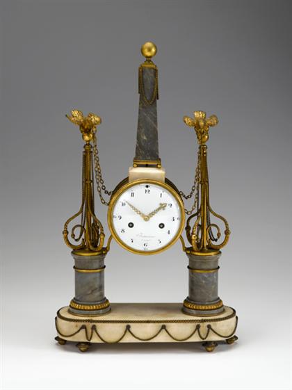 Appraisal: Louis XVI ormolu and marble mantel clock circa The circular