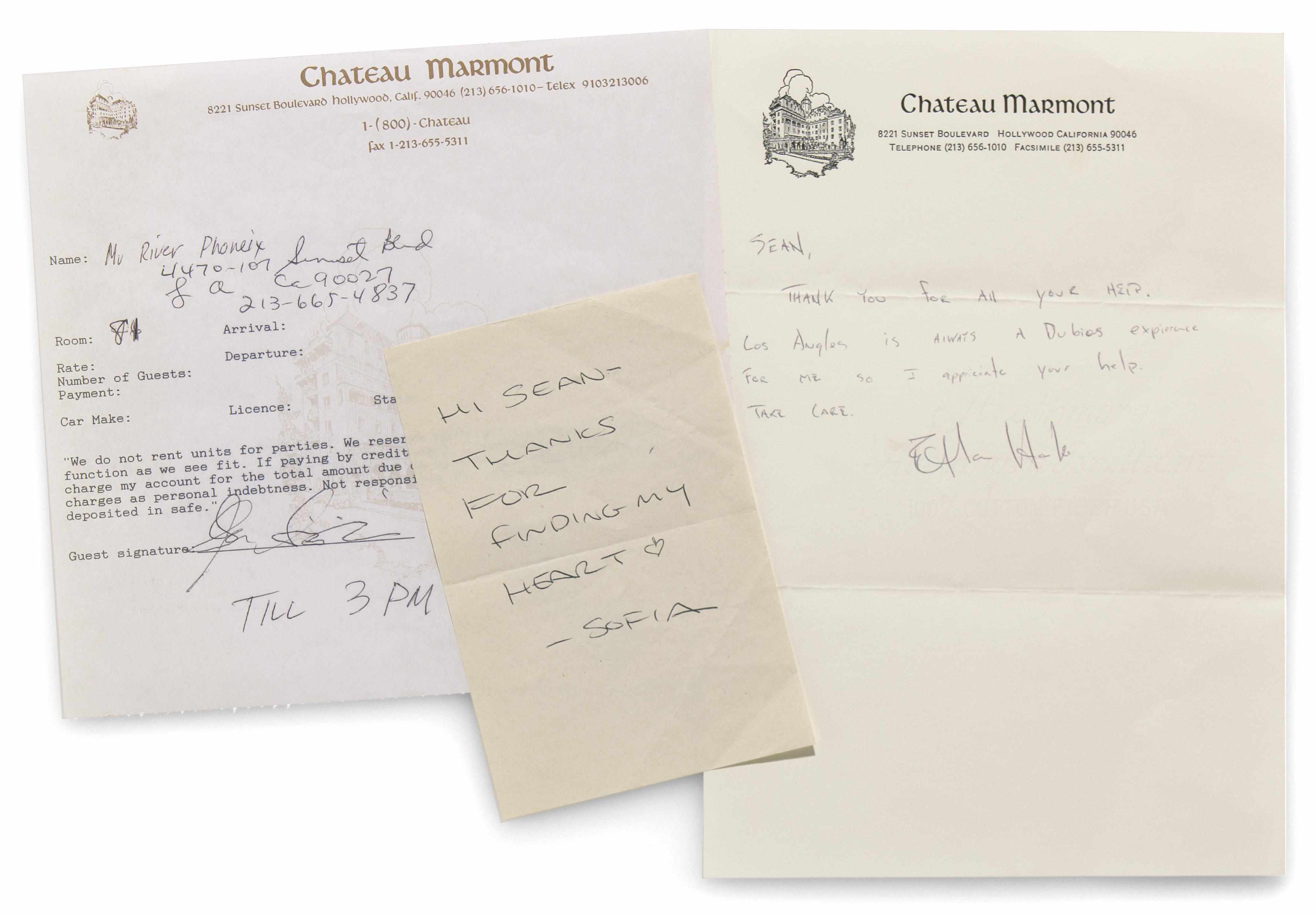 Appraisal: Documents signed by River Phoenix Keanu Reeves Ethan Hawke and