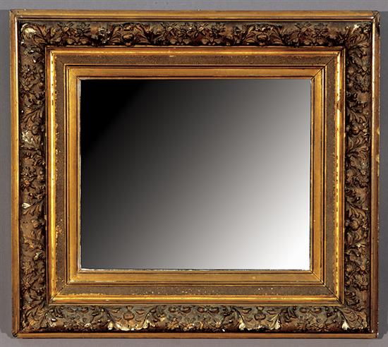 Appraisal: Gilt and gesso framed mirror circa with beveled mirror H