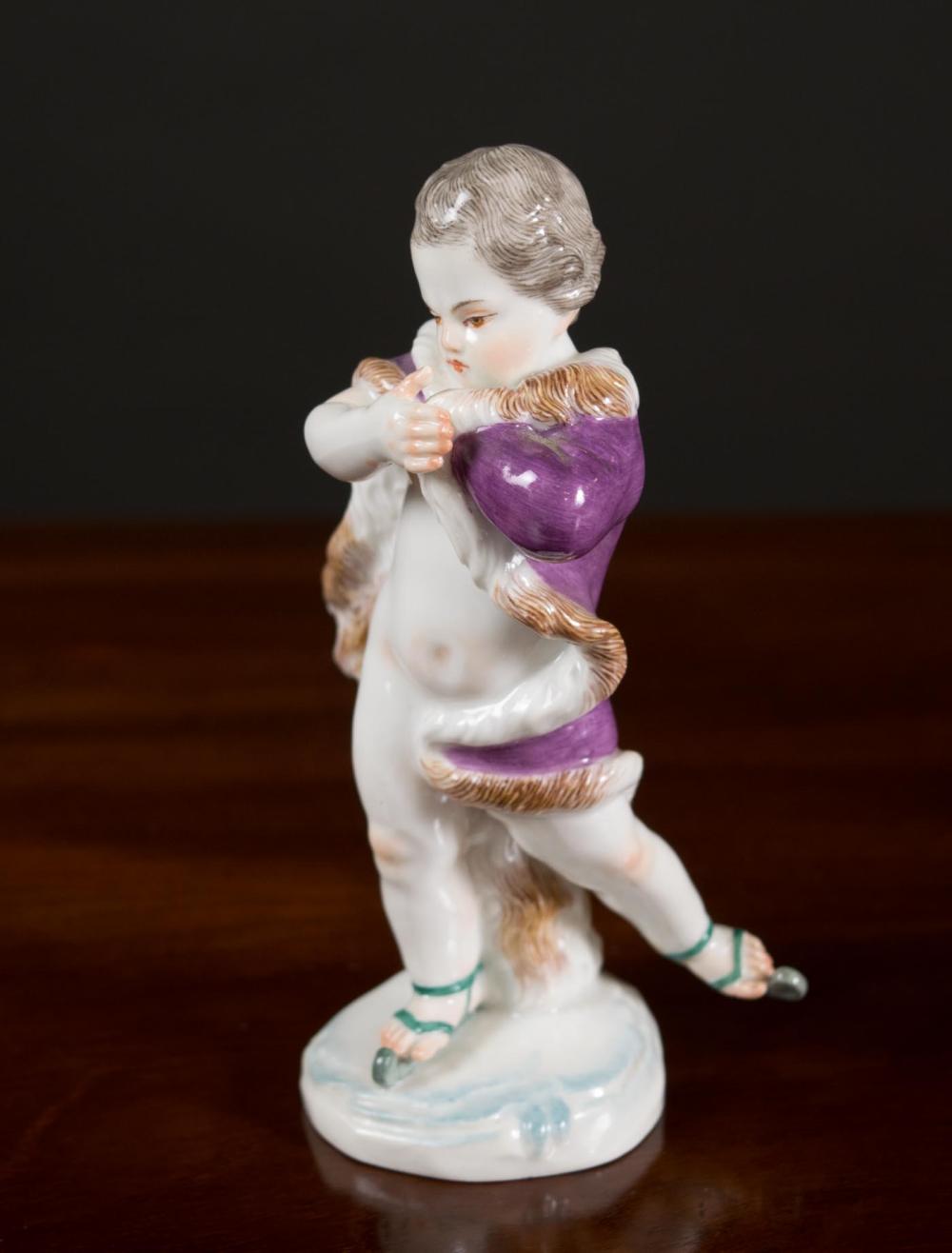 Appraisal: MEISSEN PORCELAIN FIGURINE Winter A modelled by Johann Joachim Kaendler