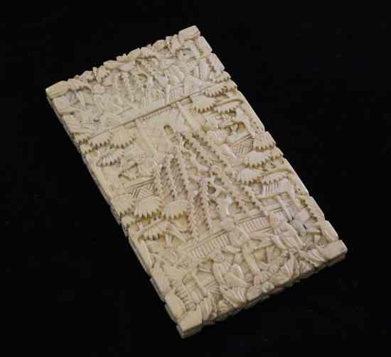 Appraisal: A Chinese Export ivory card case circa carved in relief