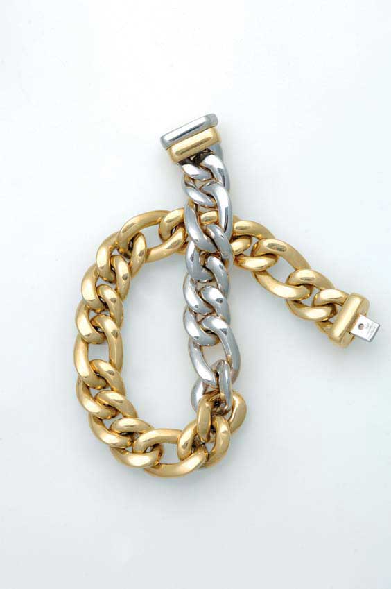 Appraisal: K YELLOW AND WHITE GOLD BRACELET The stylish bracelet weighing