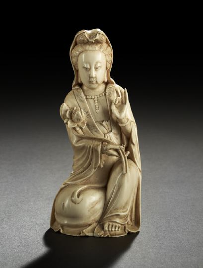 Appraisal: Chinese Carved Ivory Figure of the Goddess Guanyin the figure