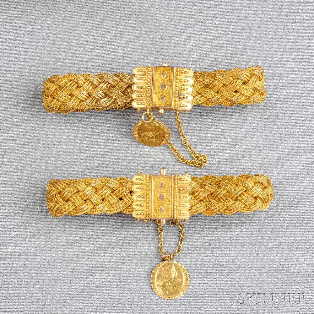 Appraisal: Pair of Antique Gold Bracelets each designed as a delicate