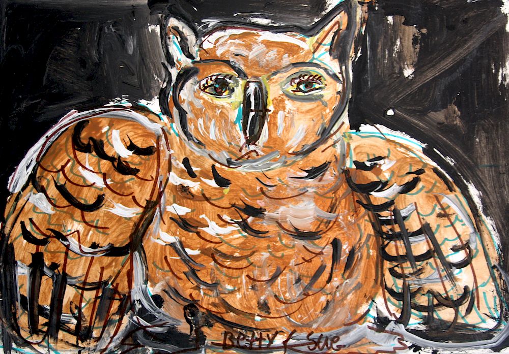 Appraisal: Outsider Art Betty Sue Matthews Untitled owl Matthews Betty Sue