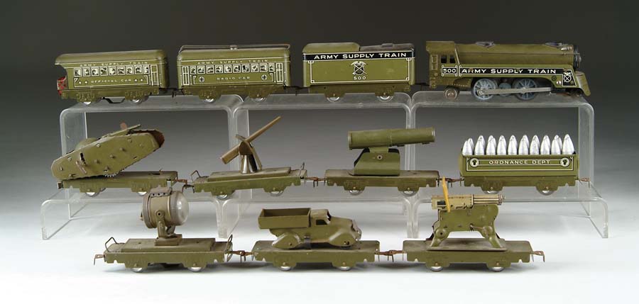 Appraisal: MARX ARMY SUPPLY TRAIN U S A Unusual army green