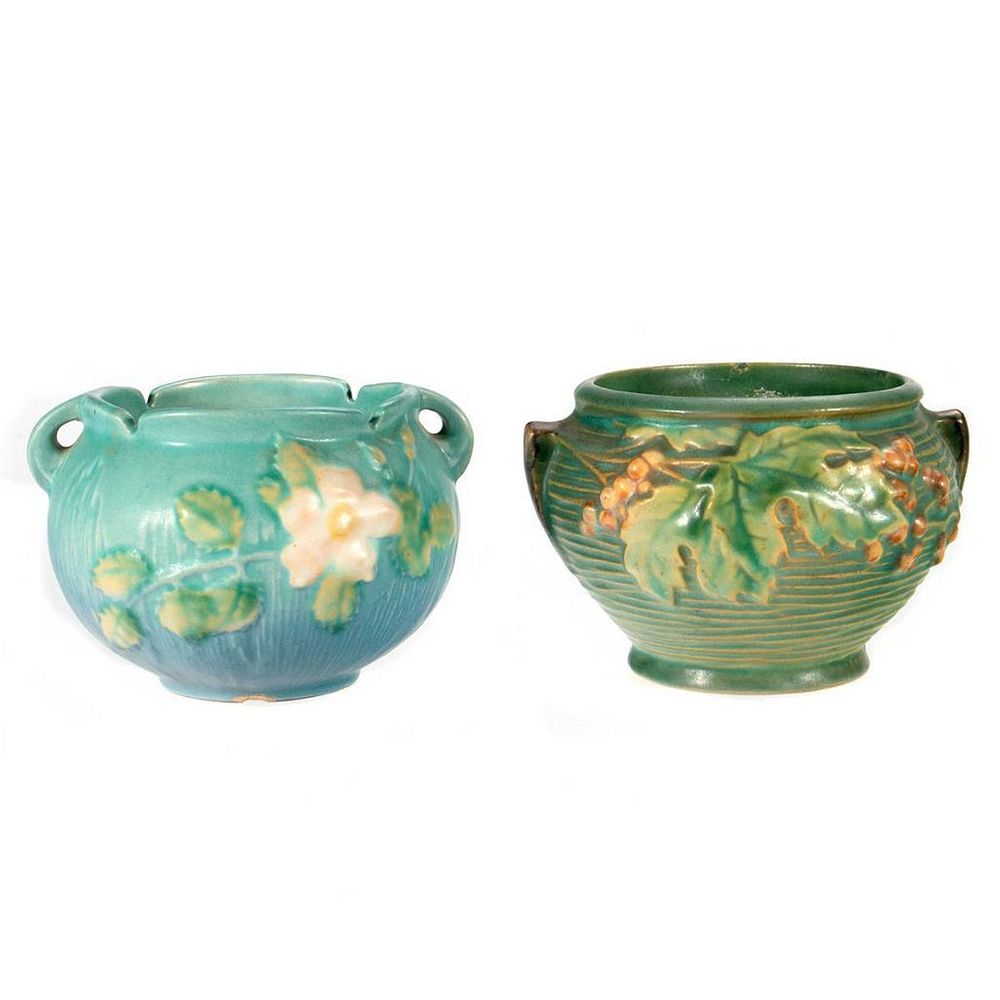 Appraisal: Two Roseville Bowls Decorated with floral and berried vines one