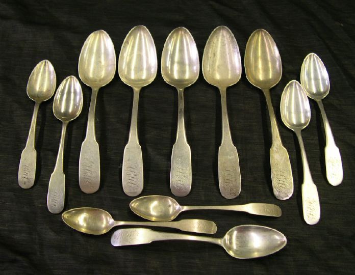 Appraisal: Twelve-Piece Group of Coin Silver Flatware second quarter th century