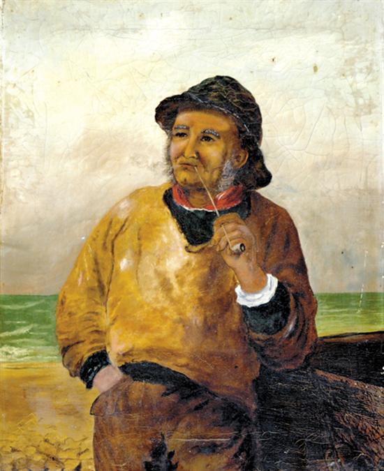 Appraisal: American school late th early th century FISHERMAN oil on