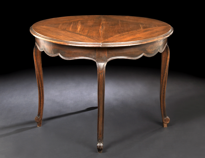 Appraisal: Provincial Louis XV-Style Oak Center Table early th century the