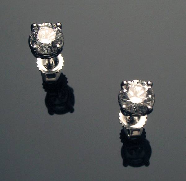 Appraisal: A pair of round brilliant-cut diamond and k white gold