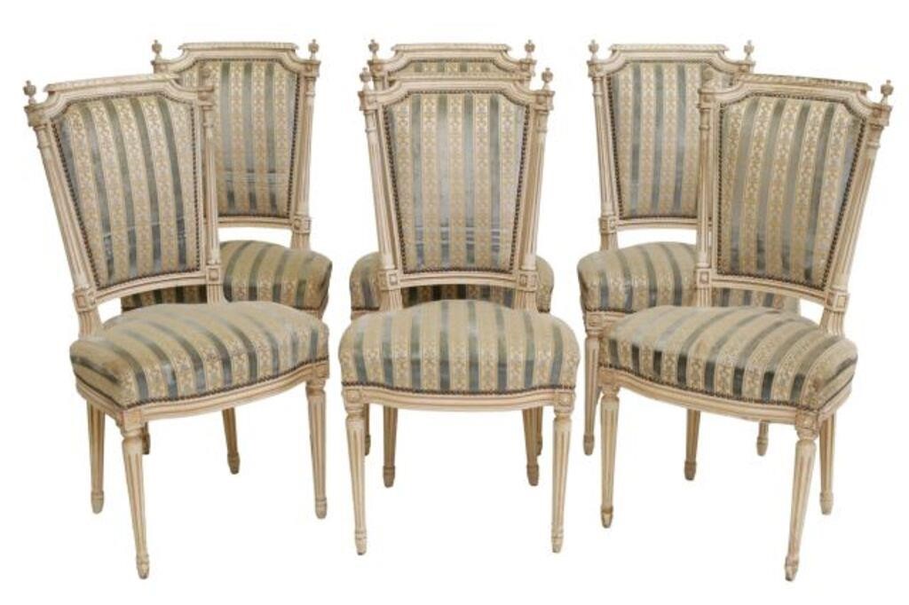 Appraisal: lot of French Louis XVI style painted wood dining chairs