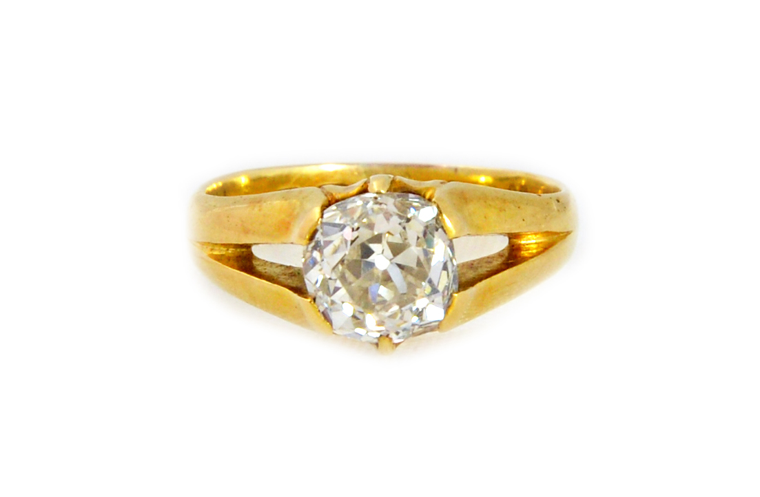 Appraisal: An ct yellow gold and single stone old-cut diamond ring