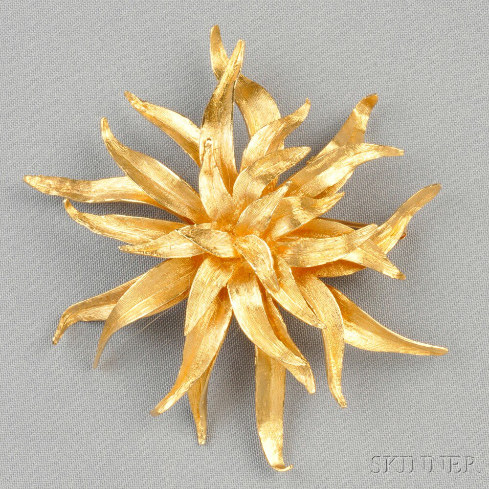 Appraisal: kt Gold Brooch designed as an abstract textured flower dwt