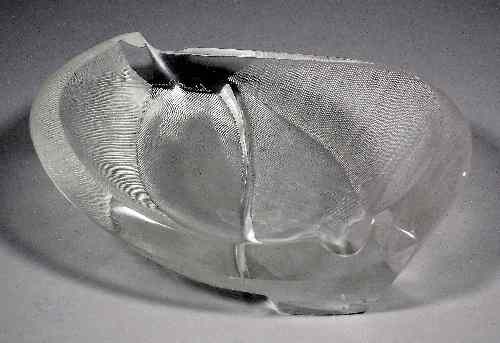 Appraisal: A Lalique cut-glass oval bowl of naturalistic design ins x