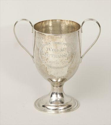 Appraisal: George III Silver Presentation Racing Cup Maker's marks rubbed Godbehere