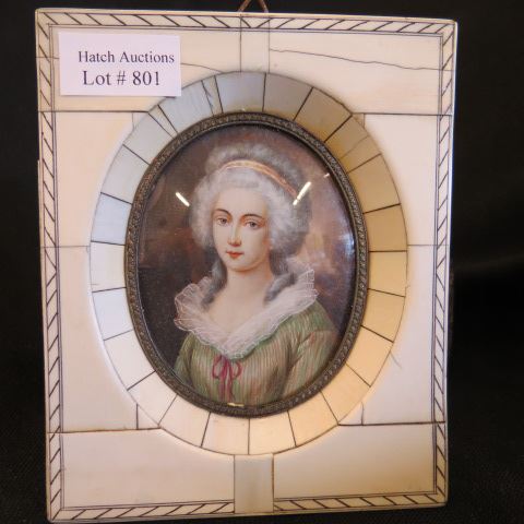 Appraisal: Miniature Painting on Ivory portrait of a lady oval x