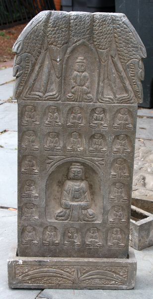 Appraisal: Asian carved tablet on stand h including stand x w