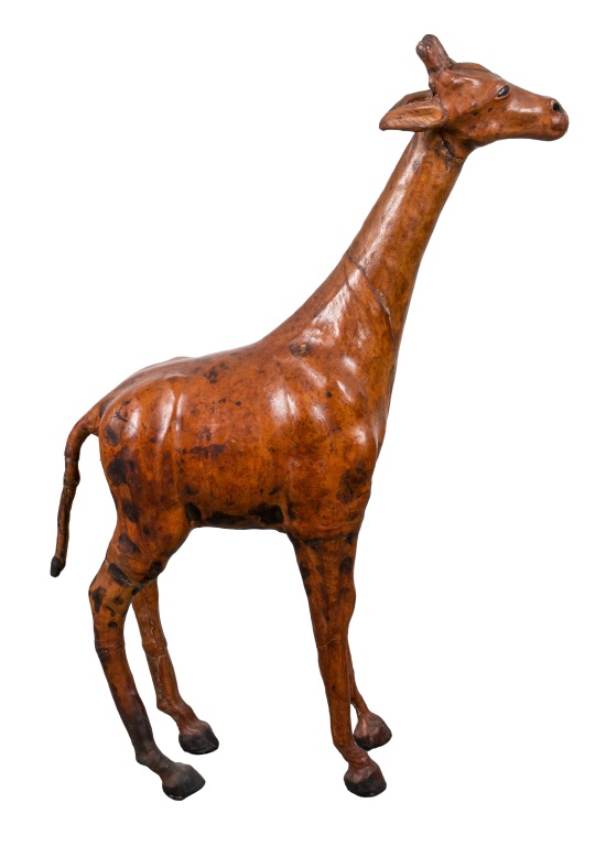 Appraisal: PAINTED LEATHER MODEL OF A GIRAFFE Painted leather model of