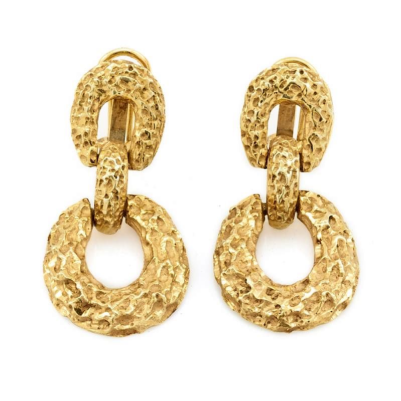 Appraisal: k Yellow gold door knocker earrings k Yellow gold door