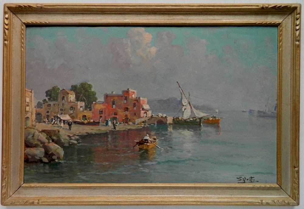 Appraisal: Giuseppe Salvati oil Giuseppe Salvati Italian - - Coastal Scene-