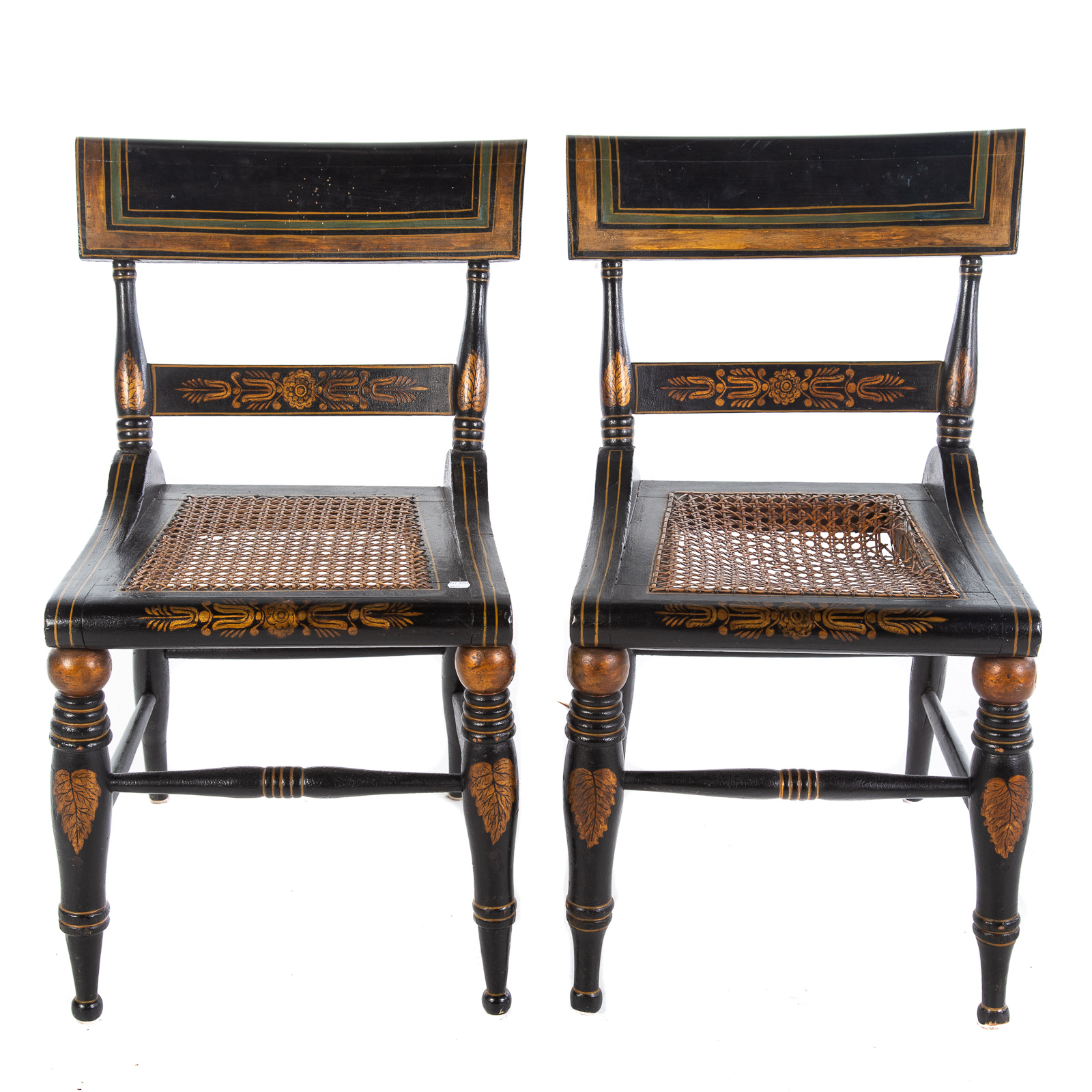 Appraisal: A PAIR OF AMERICAN CLASSICAL FANCY PAINTED CHAIRS Baltimore circa