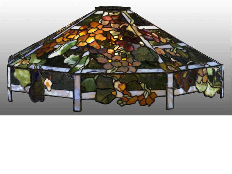 Appraisal: Tiffany Favrile Nasturtium Trellis Chandelier Description - Glass and bronze