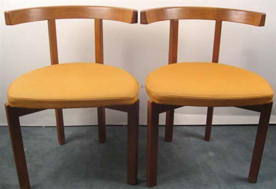 Appraisal: Pair Fritz Hansen for John Stuart Teak Chairs with foam