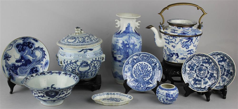 Appraisal: GROUP OF CHINESE BLUE AND WHITE TABLEWARES including a baluster