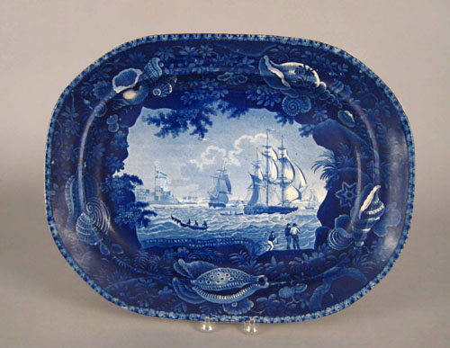 Appraisal: Historical blue Staffordshire platter th c depicting Christianburg Danish Settlement