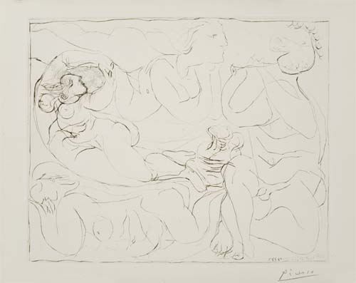 Appraisal: PABLO PICASSO Fl tiste et Trois Femmes nues Etching and