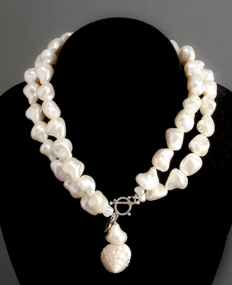 Appraisal: Silver Faux Baroque Pearls Necklace Choker Silver and faux baroque