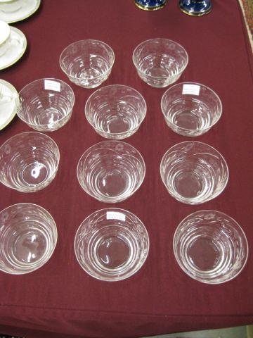 Appraisal: Crystal Dessert Dishes etched floral decor diameter