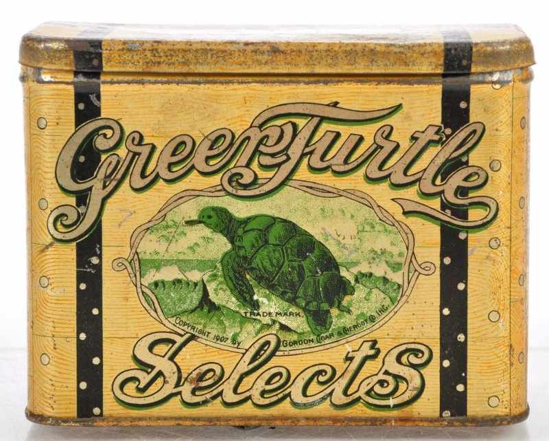 Appraisal: Green Turtle Selects Cigar Tin Description Scarce tin with bold