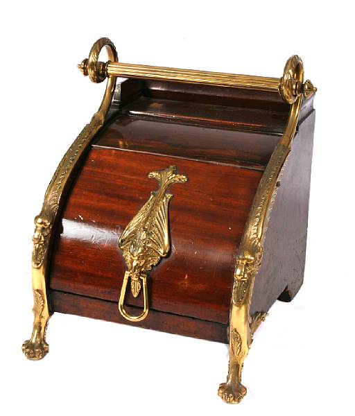 Appraisal: A Regency style gilt-bronze mounted mahogany coal scuttle height in