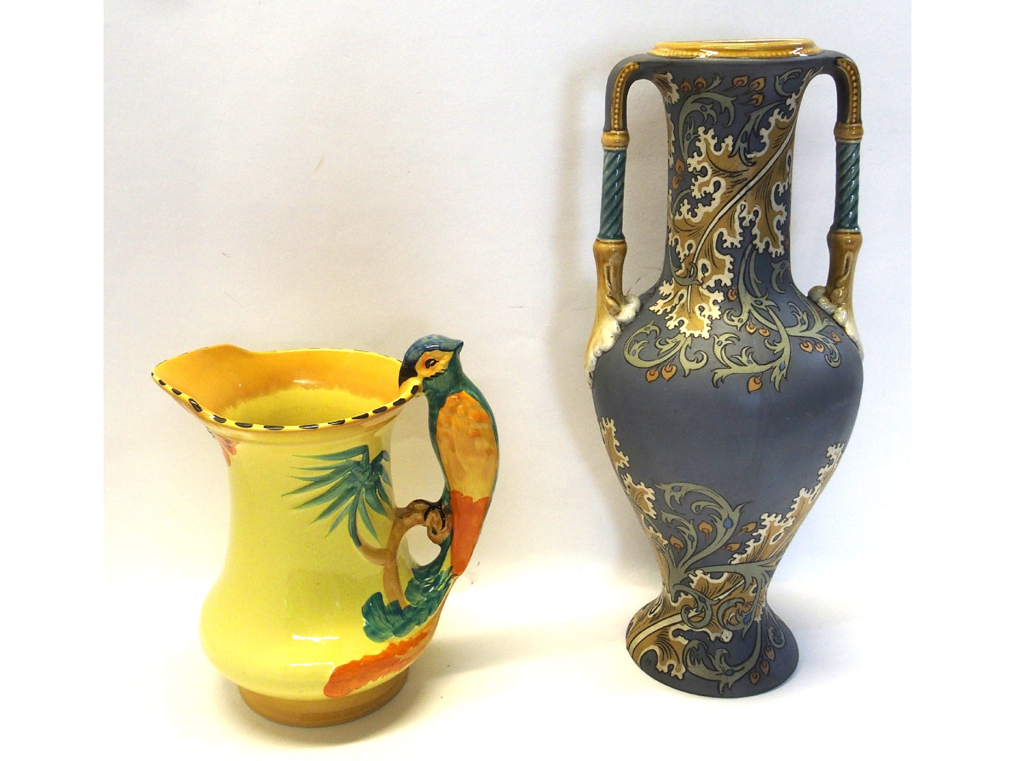 Appraisal: Mettlach vase and a Burleighware parrot jug