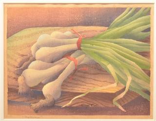 Appraisal: Luigi Rist Scallions Color Woodcut on Paper Luigi Rist Scallions