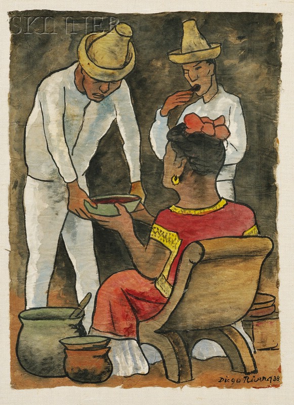 Appraisal: Diego Rivera Mexican - Vendedora de Pozole Signed and dated