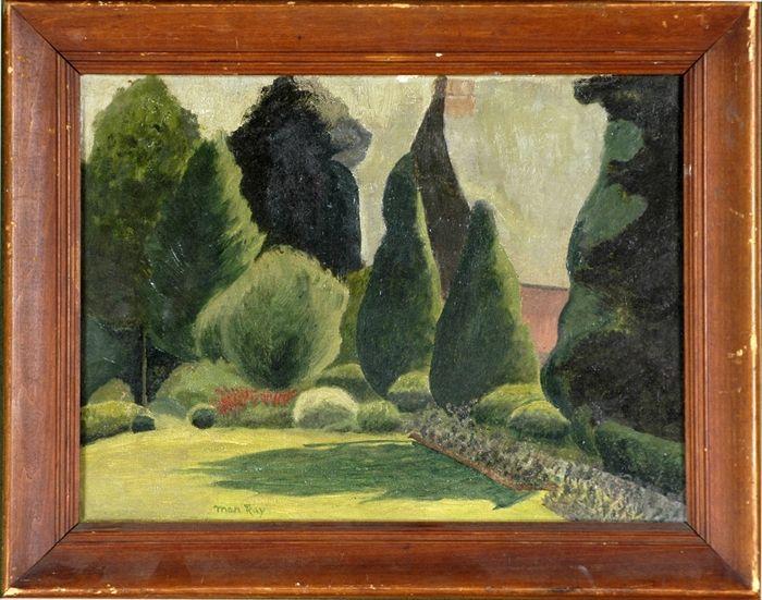 Appraisal: After Man Ray Walled Garden Oil on canvas signed lower