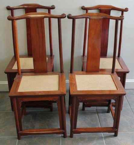 Appraisal: Set of Vintage Chinese Hardwood Side Chairs With cane seats