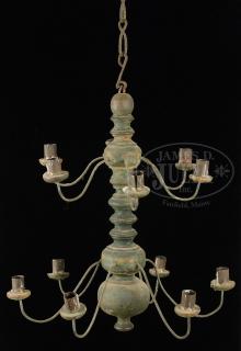 Appraisal: EXCEPTIONAL PAINTED WOOD AND IRON CHANDELIER EXCEPTIONAL PAINTED WOOD AND