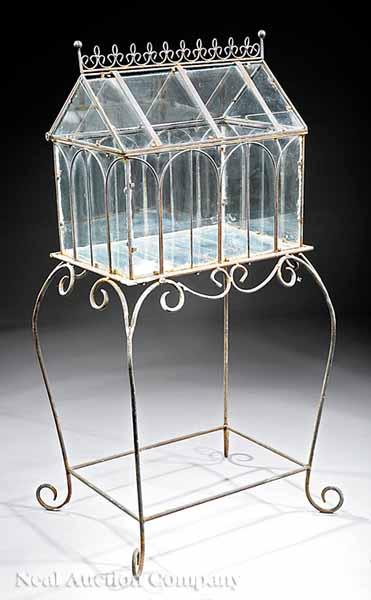 Appraisal: An Architectural Wirework Wardian Case on Stand early th c