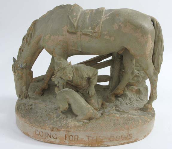 Appraisal: JOHN ROGERS ORIGINAL PLASTER SCULPTURE American - titled Going for