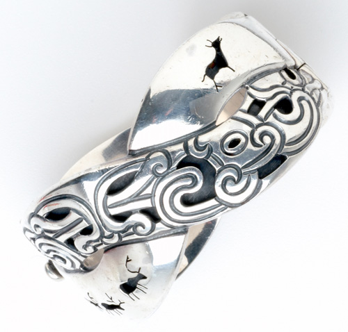 Appraisal: Antonio Pineda Taxco sterling silver bracelet ca Hinged bangle of