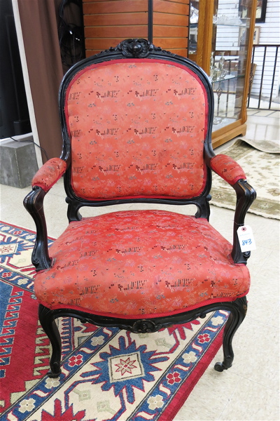 Appraisal: LOUIS XV STYLE FEUTEUIL ARMCHAIR Continental th century having a