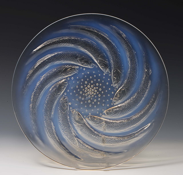 Appraisal: Rene Lalique French - 'Poissons' dishopalescent glassmoulded 'R LALIQUE' cm